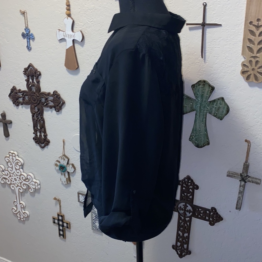 LEI sheer and lace black top size XL - Picture 4 of 8